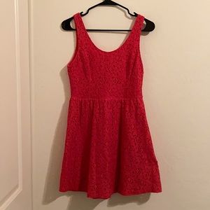 Coral Dress with Floral Design